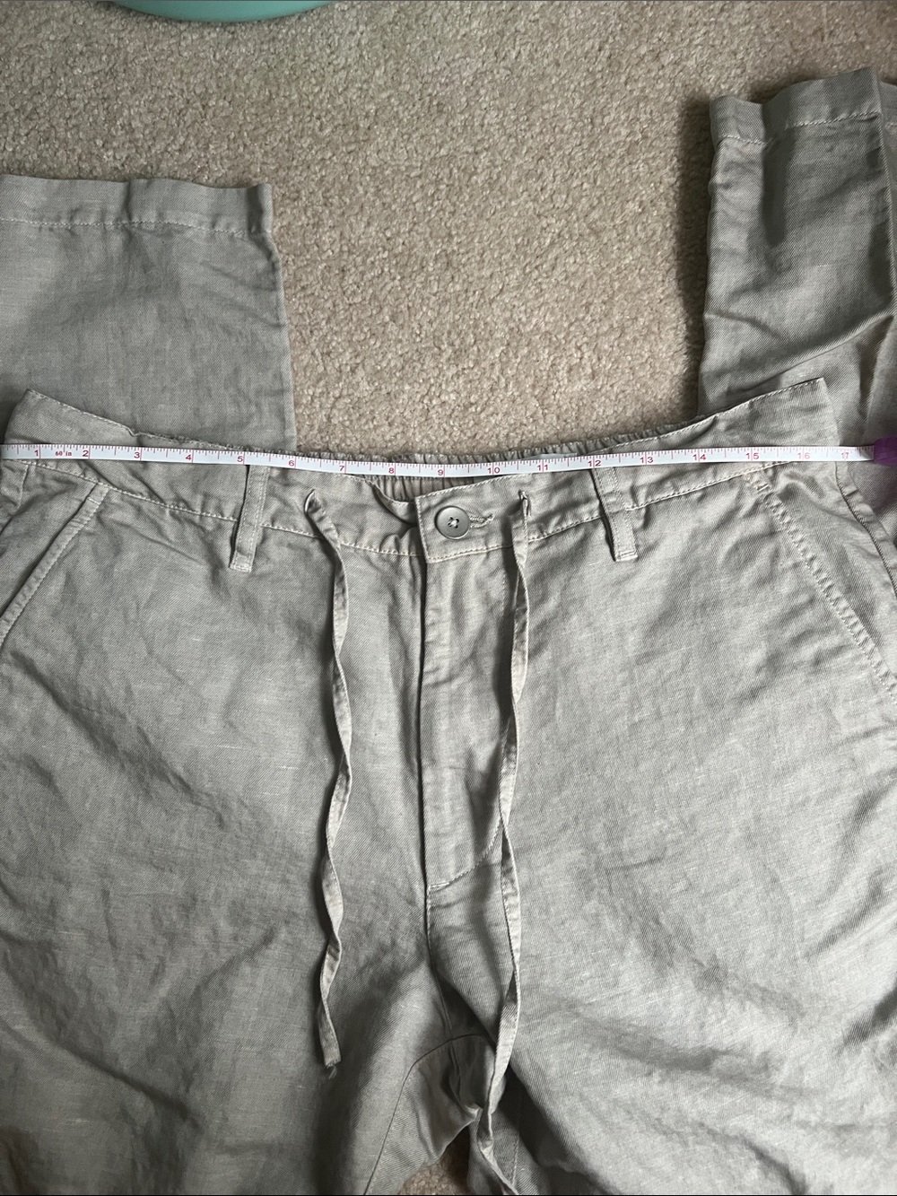 AG Women’s Taupe Gray Linen drawstring Trousers